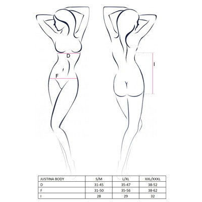 Еротичне боді монокіні з відкритими грудьми JUSTINA BODY black XXL/XXXL - Passion