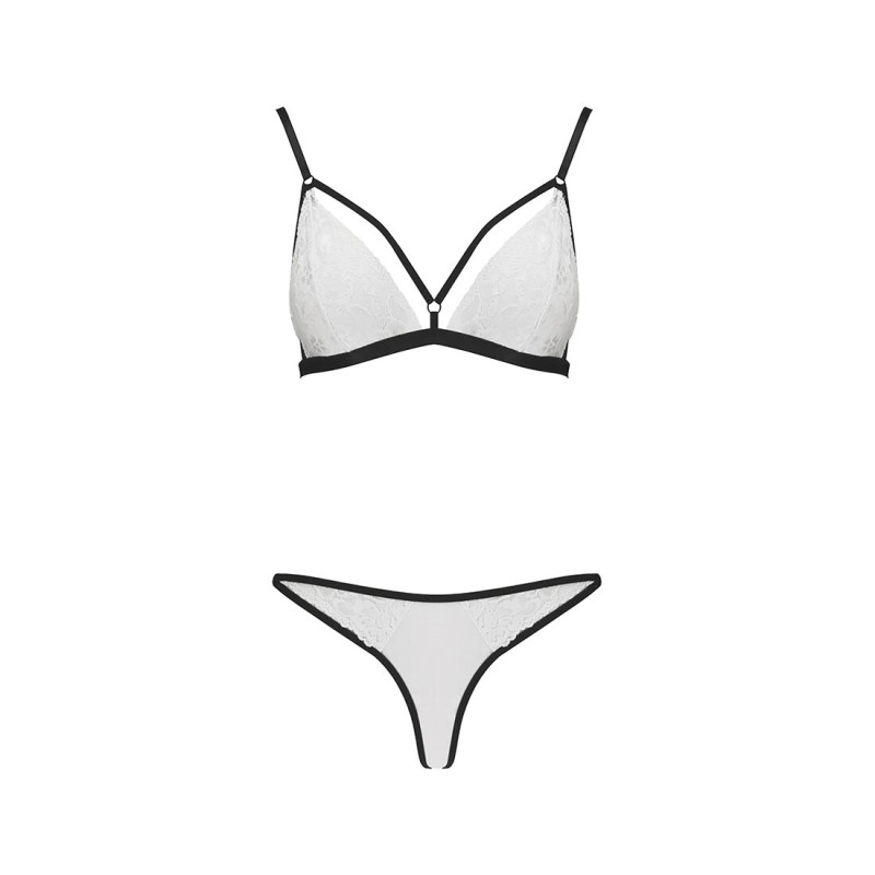 Комплект білизни ORIHIME SET white L/XL - Passion: стрепи: ліф і трусики