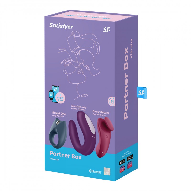 Набір Satisfyer Partner Box 3 (вібратор для пар Double Joy + ерекційне кільце Royal One + вібратор в трусики Sexy Secret)