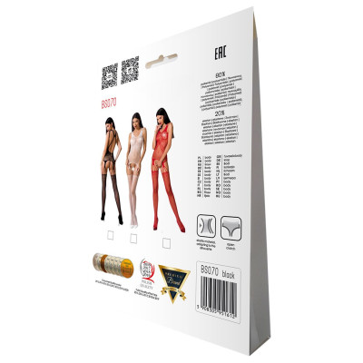 Еротичне бодістокінг Passion BS070 red, комбінезон, імітація панчіх і ажурного топа