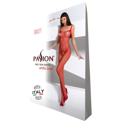 Еротичне бодістокінг Passion BS071 red, комбінезон на бретелях