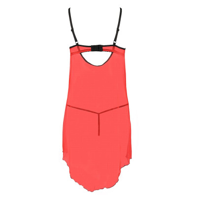 Прозорий пенюар з відкритими грудьми CHERRY CHEMISE red L/XL - Passion Exclusive, трусики