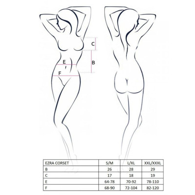 Корсет з декольте ERZA CORSET Black L/XL - Passion, пажі, трусики, напівпрозорий
