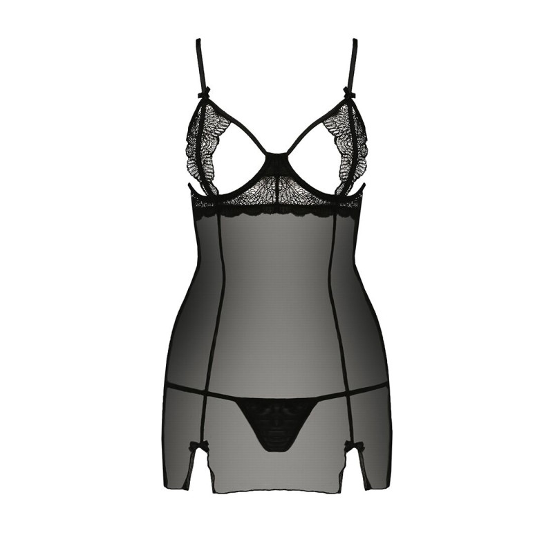 Прозора сорочка приталена QUENTRIS CHEMISE black L/XL - Passion Exclusive, трусики