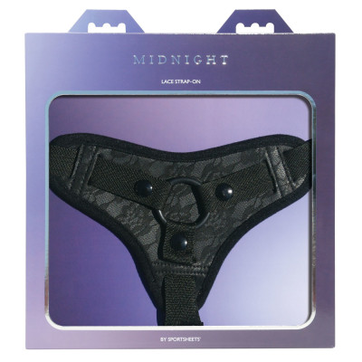Труси для страпона Sportsheets Midnight Lace Strap-On, обробка під мереживо, комфортні