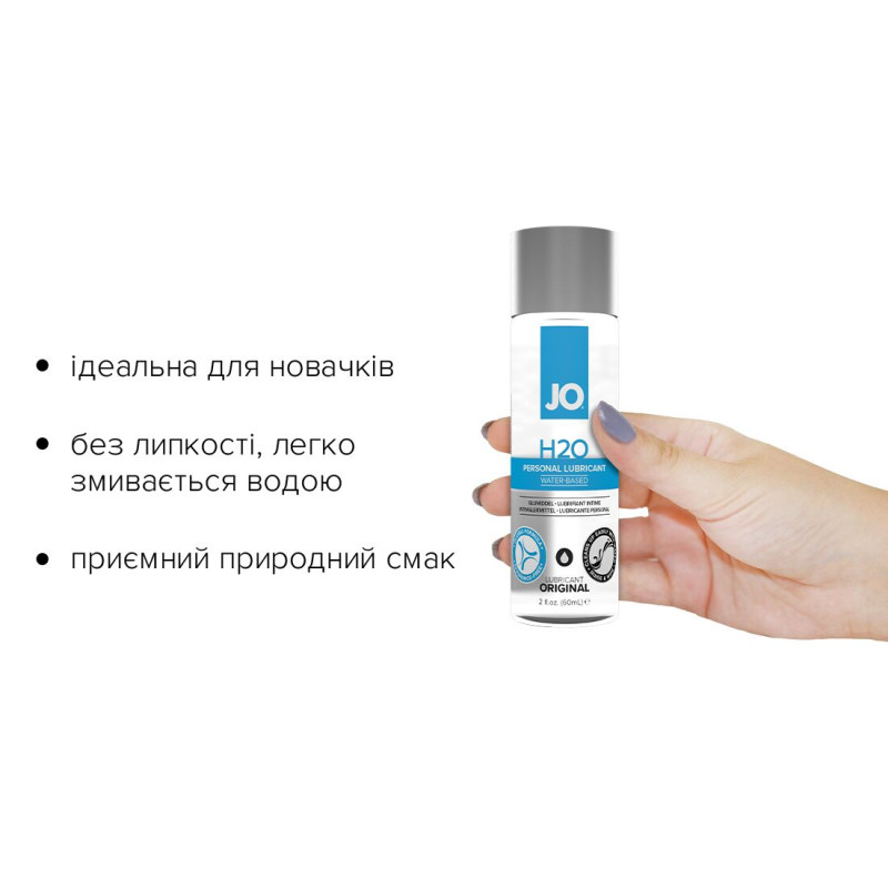 Лубрикант на водній основі JO H2O ORIGINAL (60 мл) масляниста і гладка, рослинний гліцерин