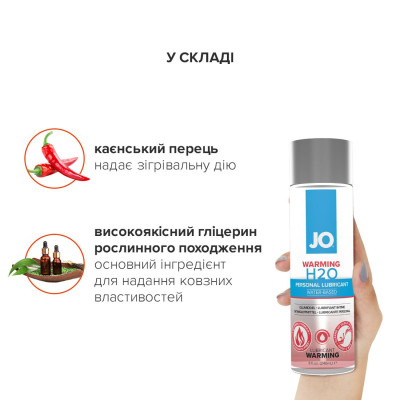 Зігріваючий лубрикант на водній основі JO H2O WARMING (30мл) з екстрактом перцевої м'яти