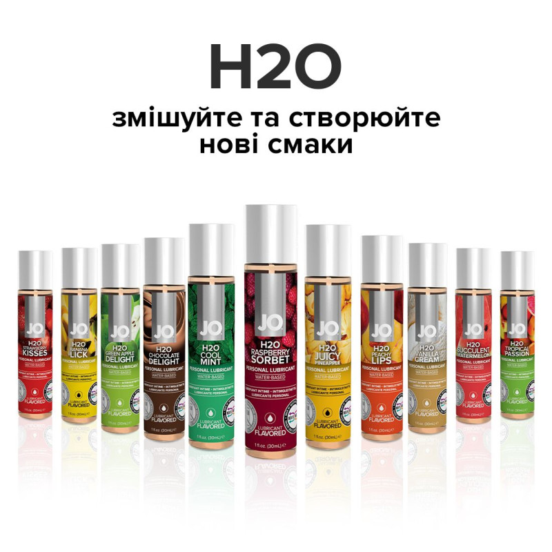 Їстівний лубрикант на водній основі JO H2O - Raspberry sobet (Малиновий Сорбет) 30 мл, без цукру