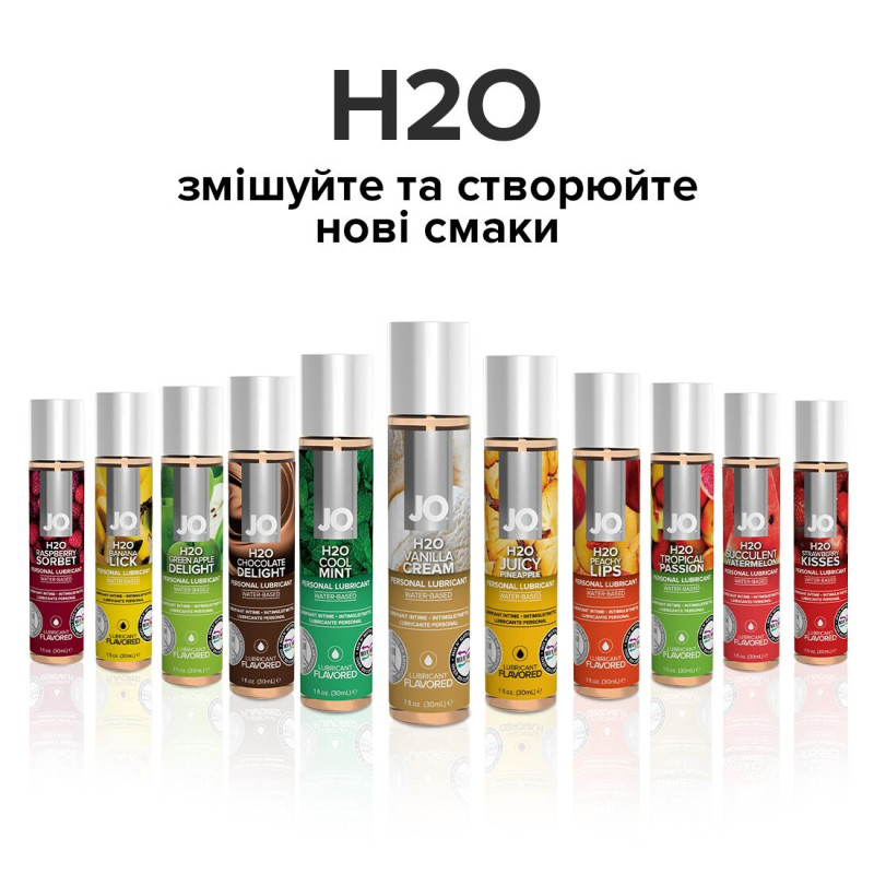 Їстівний лубрикант на водній основі JO H2O - Vanilla Cream (Ванільний крем) 30 мл, без цукру
