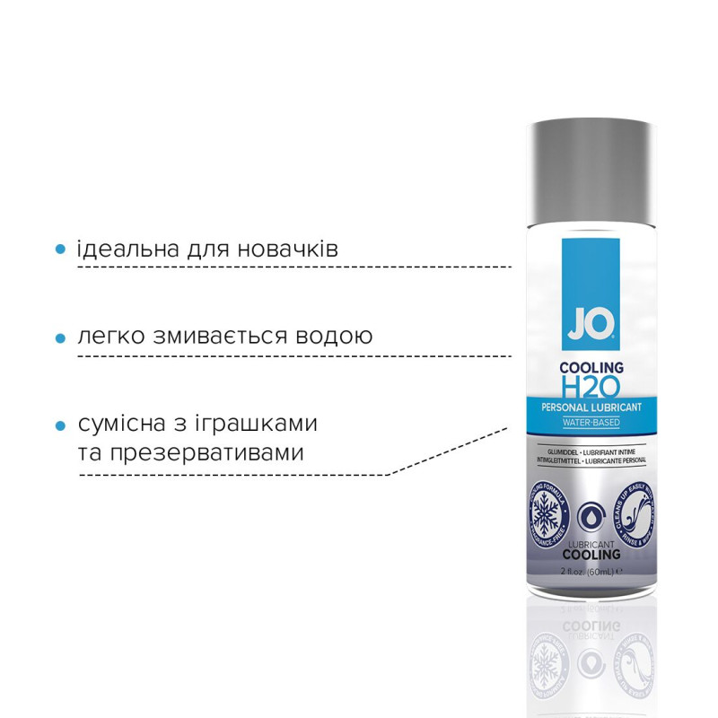 Охолоджуючий лубрикант на водній основі JO H2O COOLING (60 мл) з ментолом, рослинний гліцерин