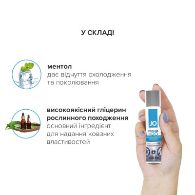 Охолоджуючий лубрикант на водній основі JO H2O COOLING (60 мл) з ментолом, рослинний гліцерин