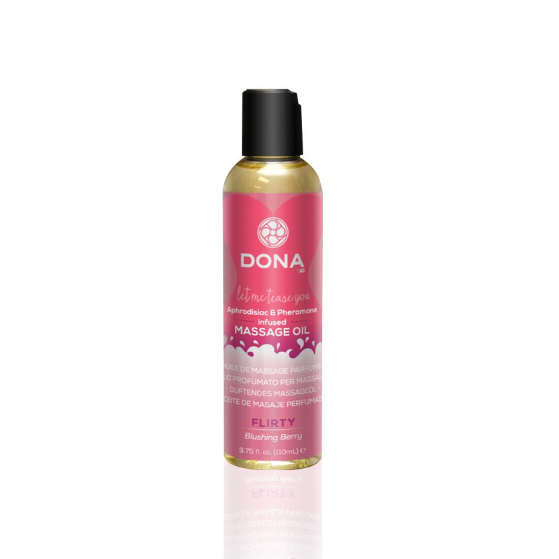Масажне масло DONA Massage Oil FLIRTY - BLUSHING BERRY (110 мл) з феромонами і афродизіаками