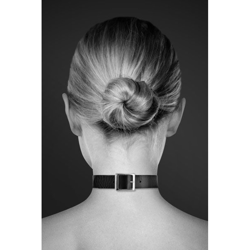 Чокер з кільцем для повідка Bijoux Pour Toi - FETISH Black, екошкіра