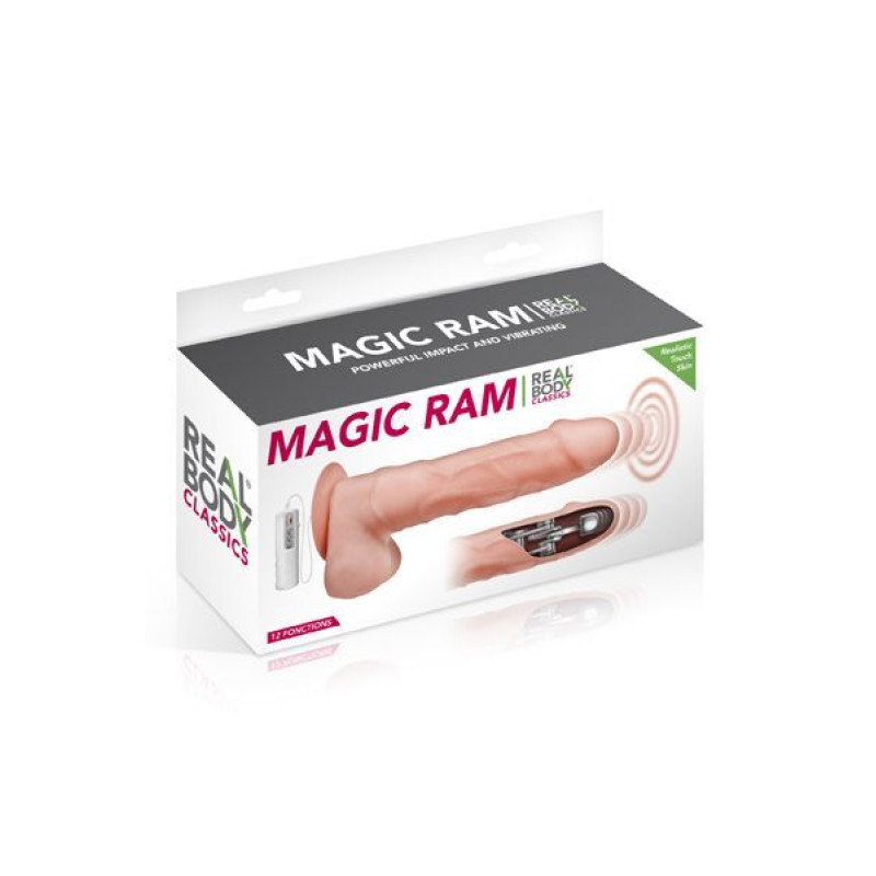 Фалоімітатор-пульсатор з вібрацією Real Body - Magic Ram, діаметр 4 см, рух вперед-назад