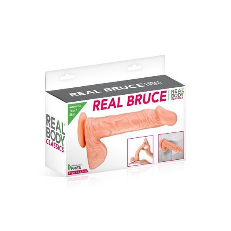 Фалоімітатор Real Body - Real Bruce Flesh, TPE, діаметр 4,2см