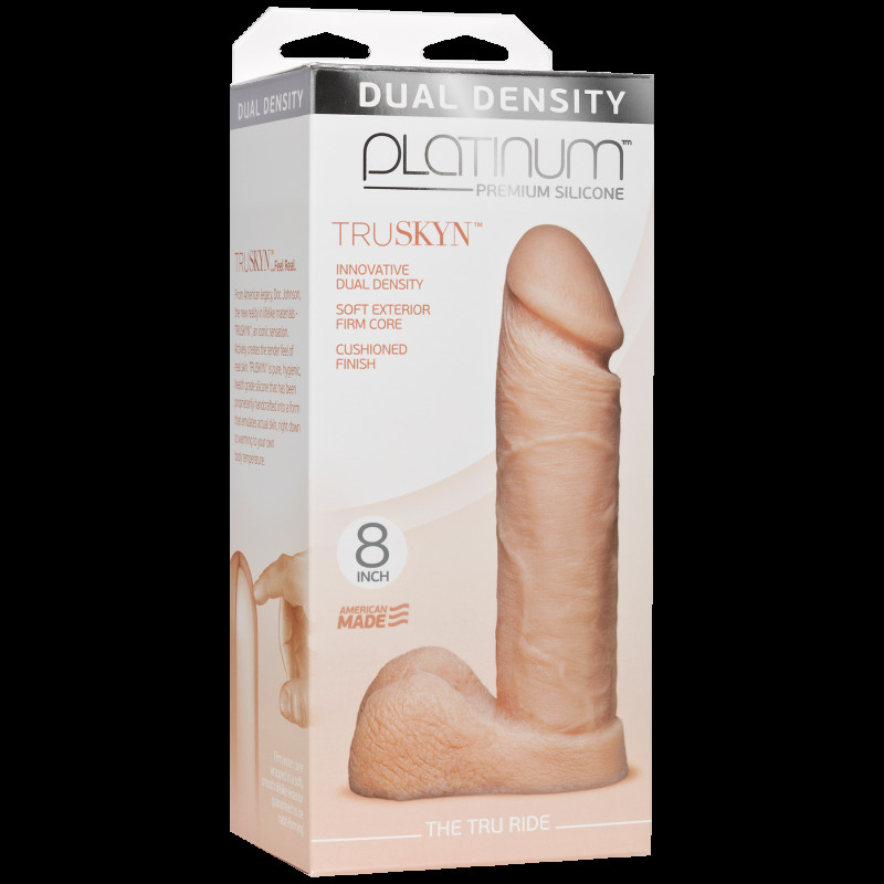Фалоімітатор Doc Johnson Platinum TRUSKYN - The Tru Ride 8 Inch, діаметр 4,8 см, двошаровий силікон