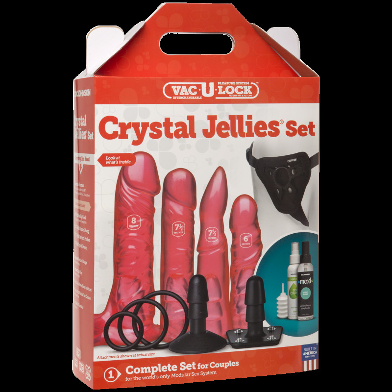 Набір для страпона Doc Johnson Vac-U-Lock Crystal Jellies Set, діаметр 3,8см, 2х4,5см, 5,1 см
