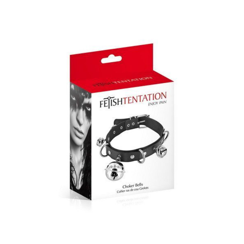 Нашийник c бубонцями Fetish Tentation Choker Bells, екошкіра