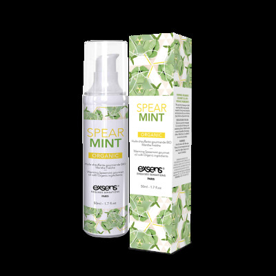 Масажне масло EXSENS Organic Spear Mint 50мл розігріває, без цукру, без парабенів, їстівне