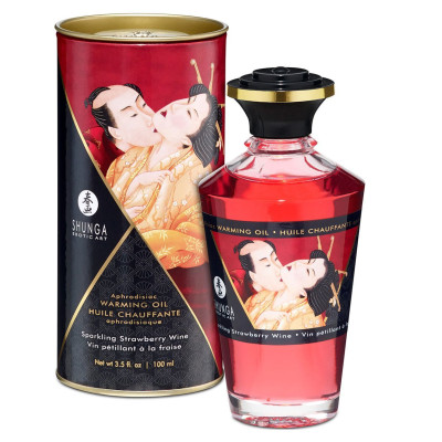 Розігріваюча олія Shunga Aphrodisiac Warming Oil - Полуничне шампанське 100 мл