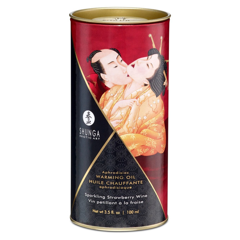 Розігріваюча олія Shunga Aphrodisiac Warming Oil - Полуничне шампанське (100 мл) без цукру
