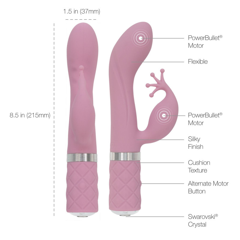 Розкішний вібратор-кролик Pillow Talk - Kinky Pink з кристалом Сваровські, потужний