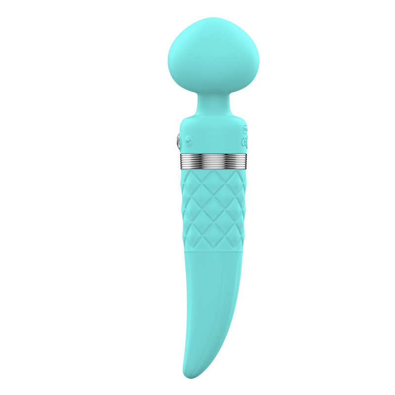 Вібромасажер 2 в 1 PILLOW TALK - Sultry Teal, класичний масажер і вібратор з ротацією, платтяігрів