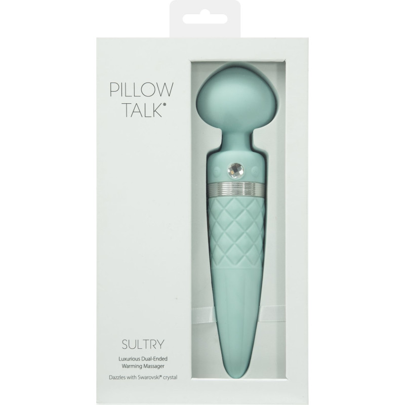 Вібромасажер 2 в 1 PILLOW TALK - Sultry Teal, класичний масажер і вібратор з ротацією, платтяігрів