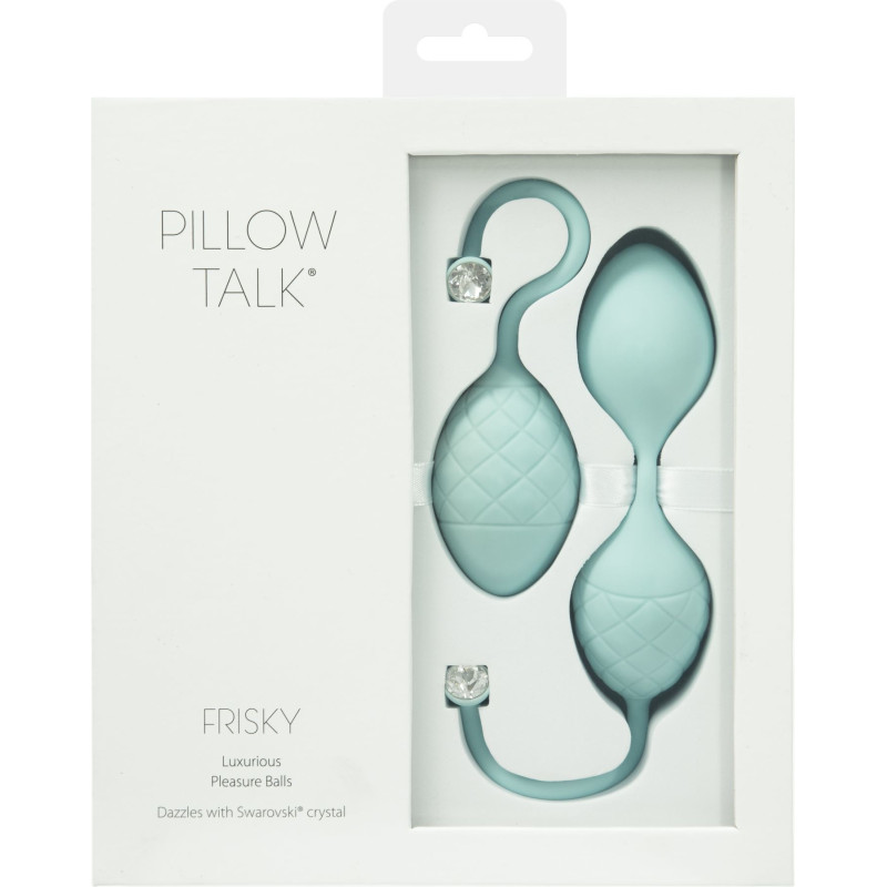 Розкішні вагінальні кульки PILLOW TALK - Frisky Teal з кристалом, діаметр 3,2см, вага 49-75гр