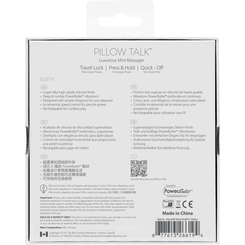Розкішний вібратор PILLOW TALK - Flirty Teal з кристалом Сваровські, гнучка головка