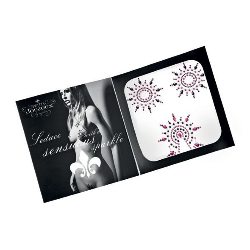 Пестіс з кристалів Petits Joujoux Gloria set of 3 - Black/Pink, прикраса на груди і вульву