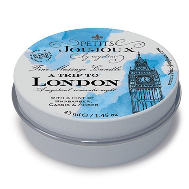 Масажна свічка Petits Joujoux - London - Rhubarb, Cassis and Ambra - Ревень, амбра та чорна смородина (43 мл) з афродизіаками