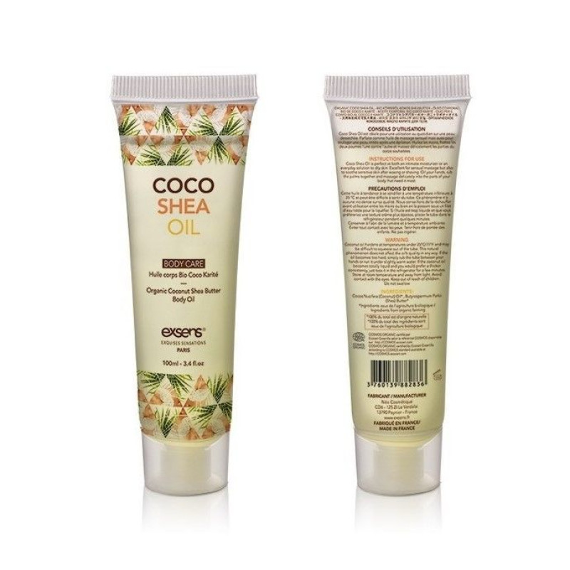 Органічне кокосове масло каріте (Ши) для тіла EXSENS Coco Shea Oil 100 мл, сертифікат ECOCERT