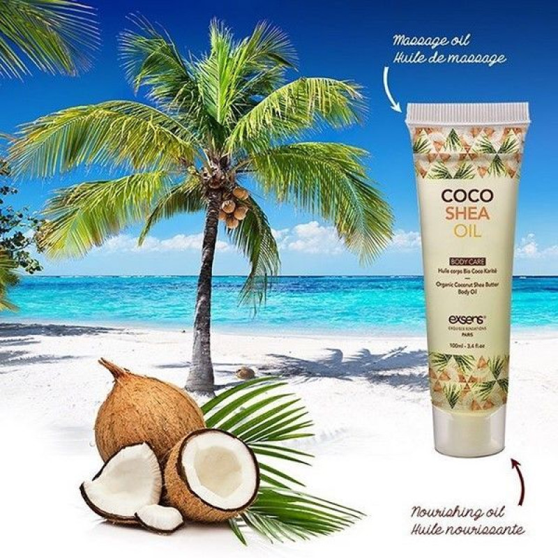 Органічне кокосове масло каріте (Ши) для тіла EXSENS Coco Shea Oil 100 мл, сертифікат ECOCERT