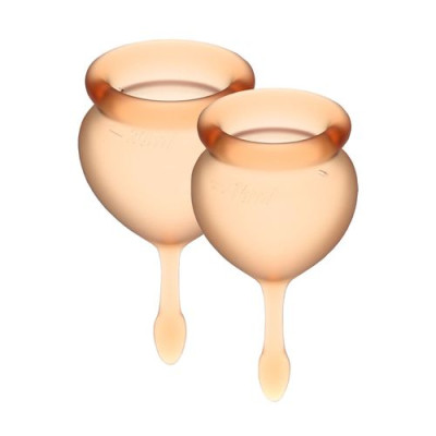 Набір маленьких менструальних чаш Satisfyer Feel Good (orange), 15мл і 20мл, мішечок для зберігання