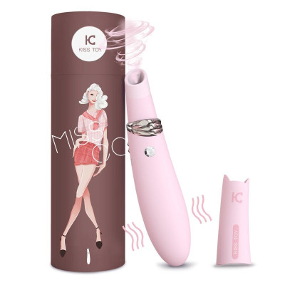 Вакуумний стимулятор з вібрацією KISSTOY Miss CC Pink, можна використовувати як вібратор, діаметр 36мм