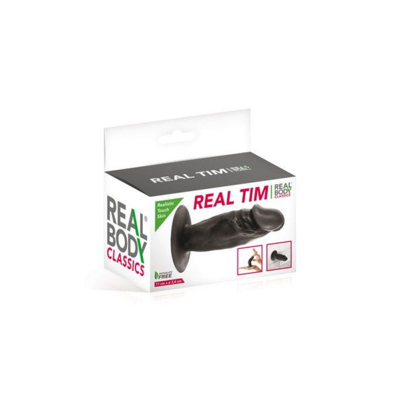 Фалоімітатор Real Body - Real Tim Black, TPE, діаметр 3,4 см