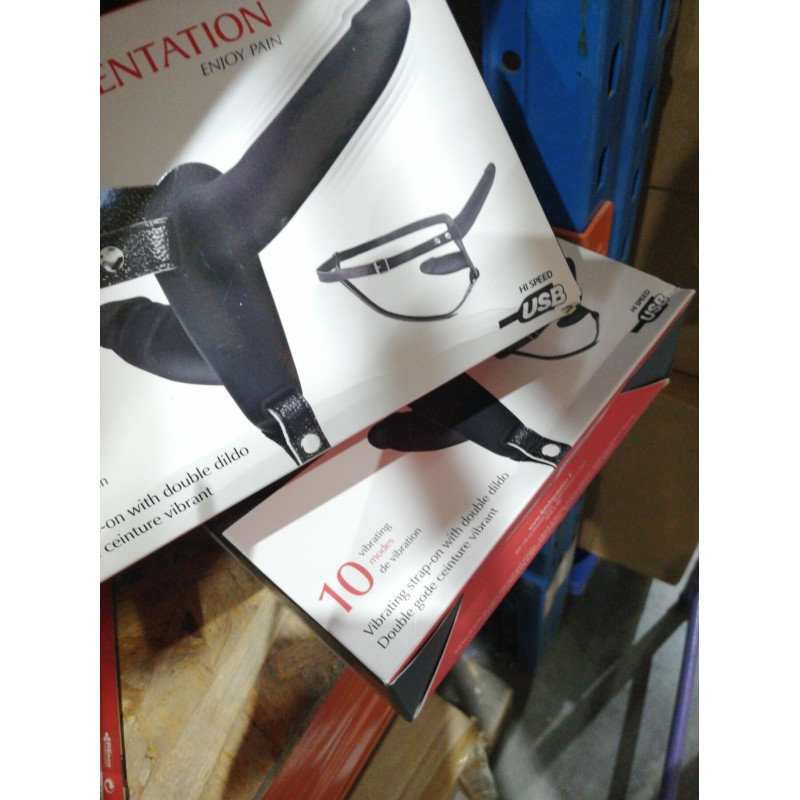 Подвійний страпон з вібрацією Fetish Tentation Vibrating Strap-On with Double Dildo (м'ята упаковка)