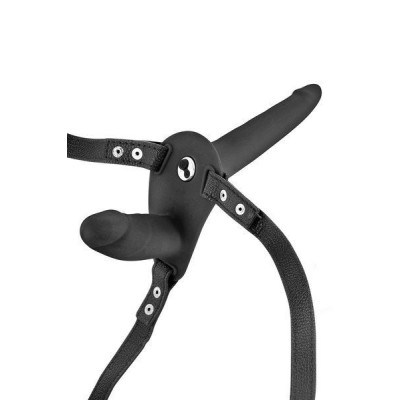 Подвійний страпон з вібрацією Fetish Tentation Vibrating Strap-On with Double Dildo (м'ята упаковка)