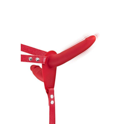 Подвійний страпон Fetish Tentation with Double Dildo Red, з вібрацією