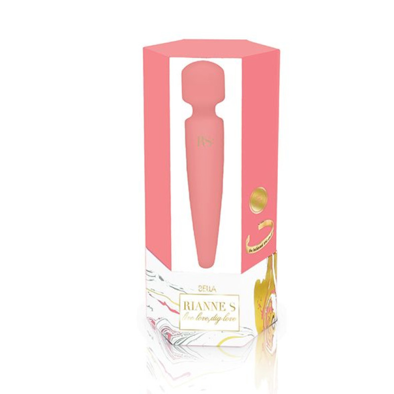 Вібромасажер Rianne S: Bella Mini Wand Coral, 10 режимів роботи, медичний силікон