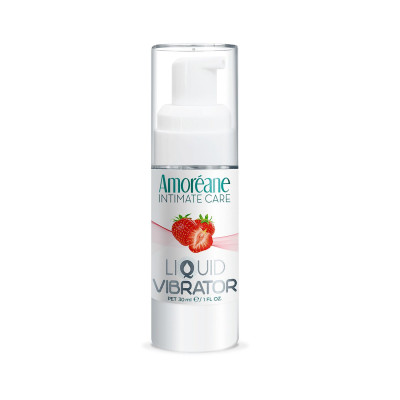 Лубрикант Amoreane Med Liquid Vibrator - Полуниця 30 мл, з вібрацією