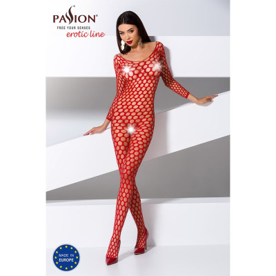 Еротичне бодістокінг з крупною сіткою Passion BS077 Red
