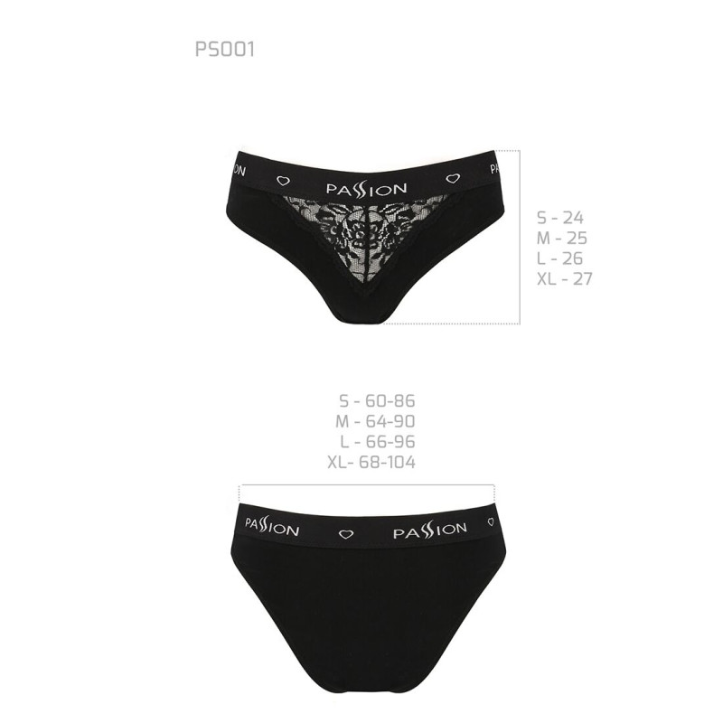 Трусики з широкою резинкою і мереживом Passion PS001 PANTIES black, size L
