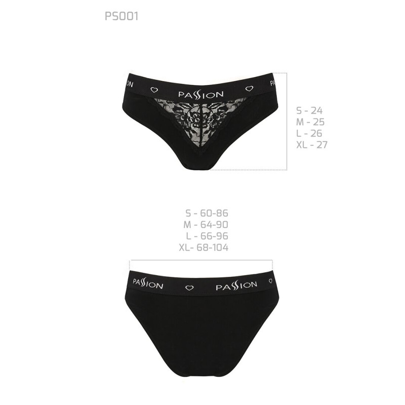Трусики з широкою резинкою і мереживом Passion PS001 PANTIES black, size S