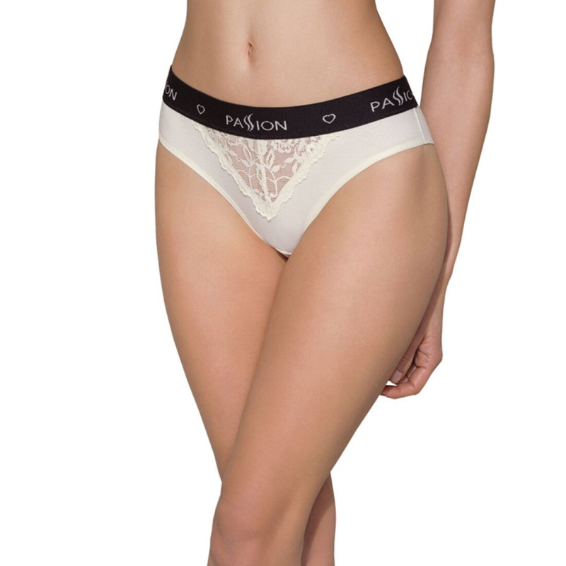Трусики з широкою резинкою і мереживом Passion PS001 PANTIES ecru, size S