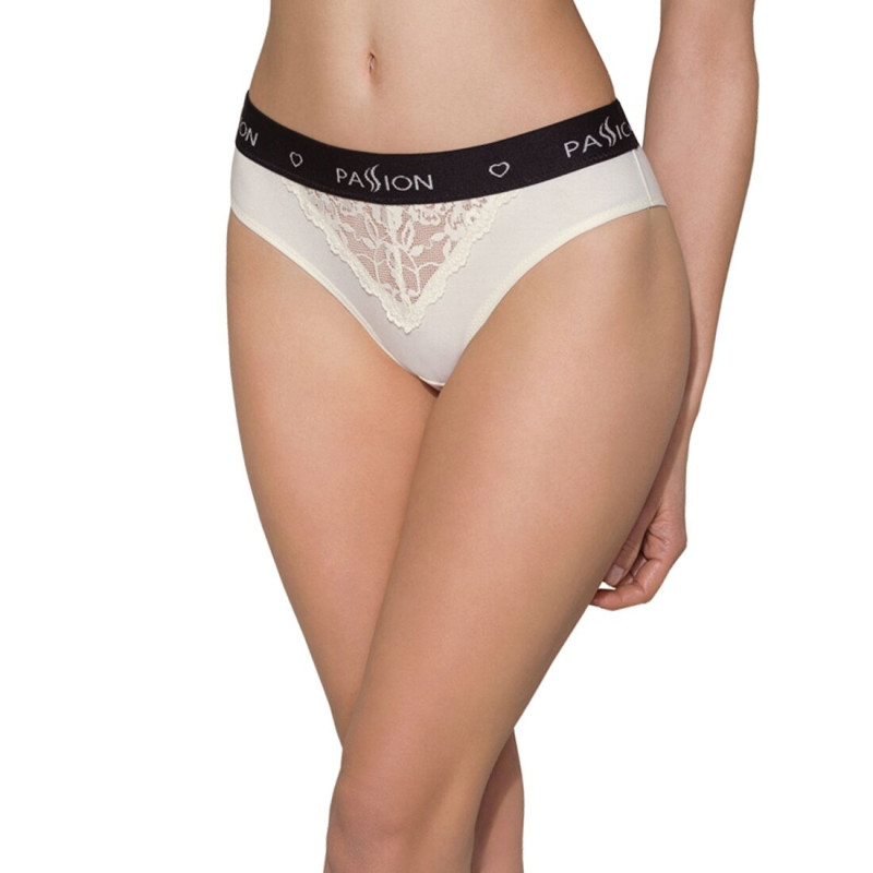 Трусики з широкою резинкою і мереживом Passion PS001 PANTIES ecru, size XL