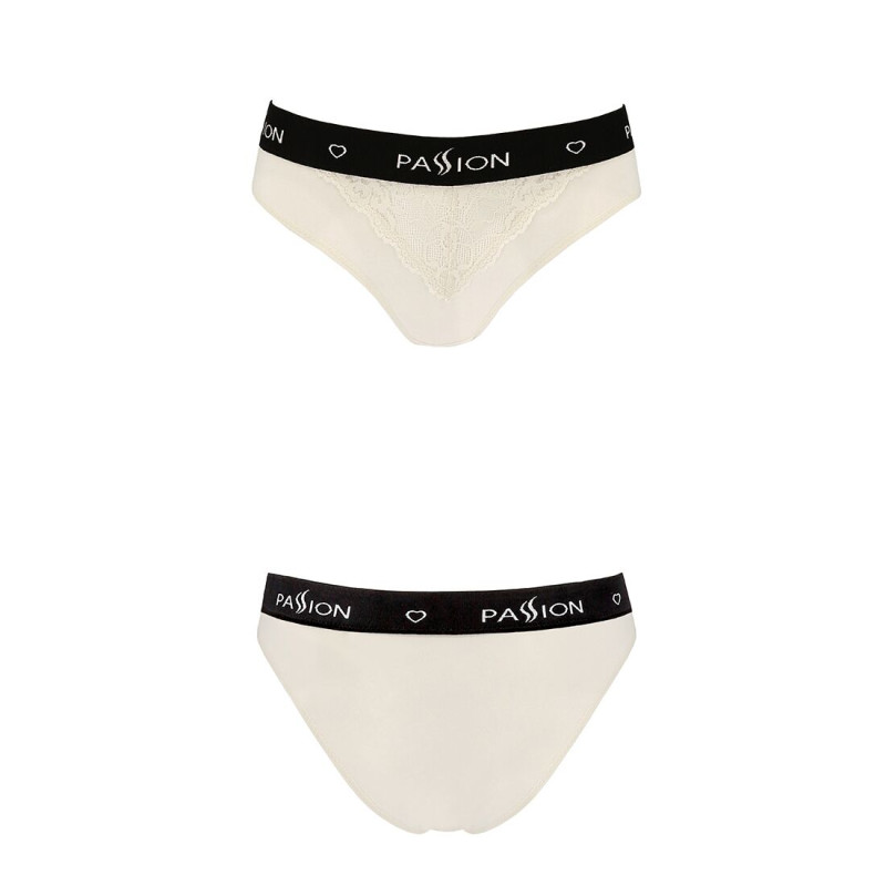 Трусики з широкою резинкою і мереживом Passion PS001 PANTIES ecru, size XL