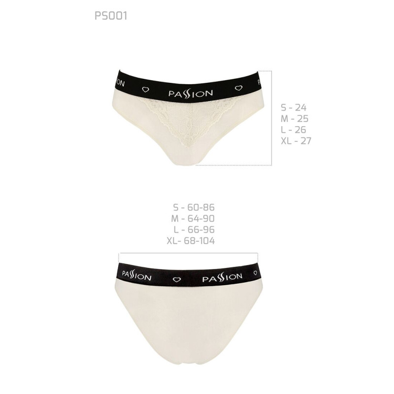 Трусики з широкою резинкою і мереживом Passion PS001 PANTIES ecru, size XL