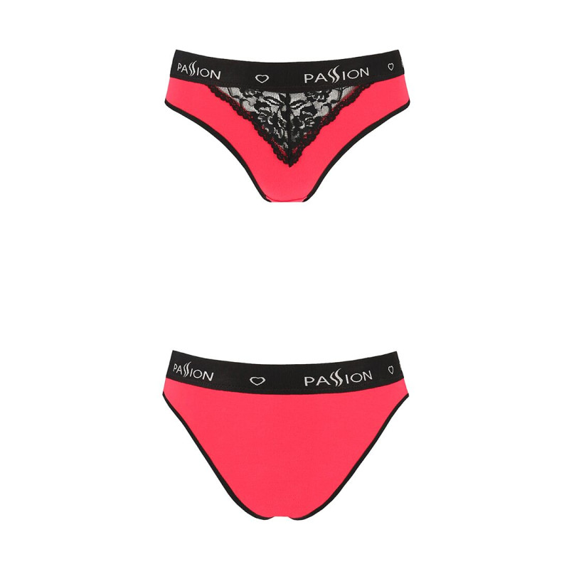 Трусики з широкою резинкою і мереживом Passion PS001 PANTIES red/black, size M